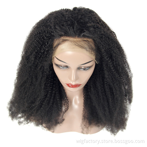Kinky wigs human hair lace front curly,hd lace wigs 100% virgin human hair,Brazilian  Kinky Curly 4x4 Lace Closure human hair w